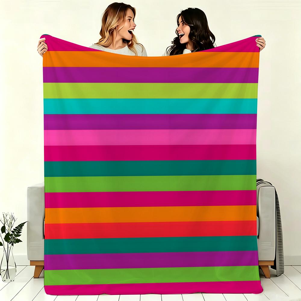 Artistic Pattern R-Rainbow Stripes Throw Soft Warm Throw Blanket for Bedroom Living Room Bed Travel Camping Picnic Gift