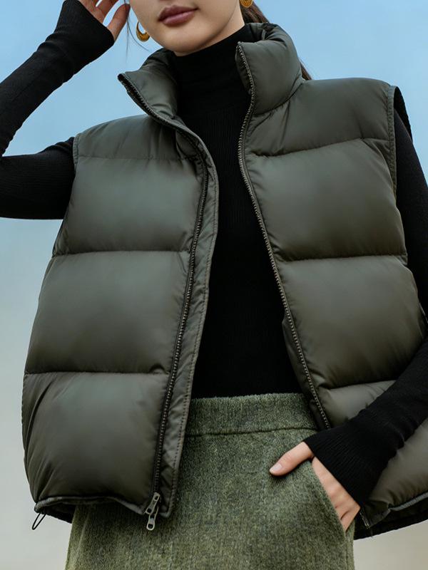 Women's Stand Collar Puff Down Vest - New Style Winter Sleeveless Gilet