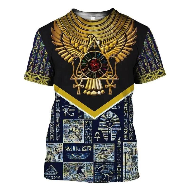 Ancient Egyptian Bird Graphic T Shirt For Men Pharaoh 3D Printed Tees Summer Fashion Short Sleeve Tops Loose O-Neck T-Shirts