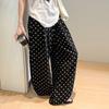 Polka dot wide-leg pants women's autumn high-waisted and thin versatile straight-leg pants senior drape walking loose casual pants