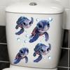 Playful Cartoon Turtle Toilet Seat Sticker Waterproof Self-Adhesive Decal for Bathroom WC Decoration