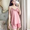 Ladies Silk Sleepwear Set With Vneck Sleeveless Pajamas And Shorts For Home And Lounge