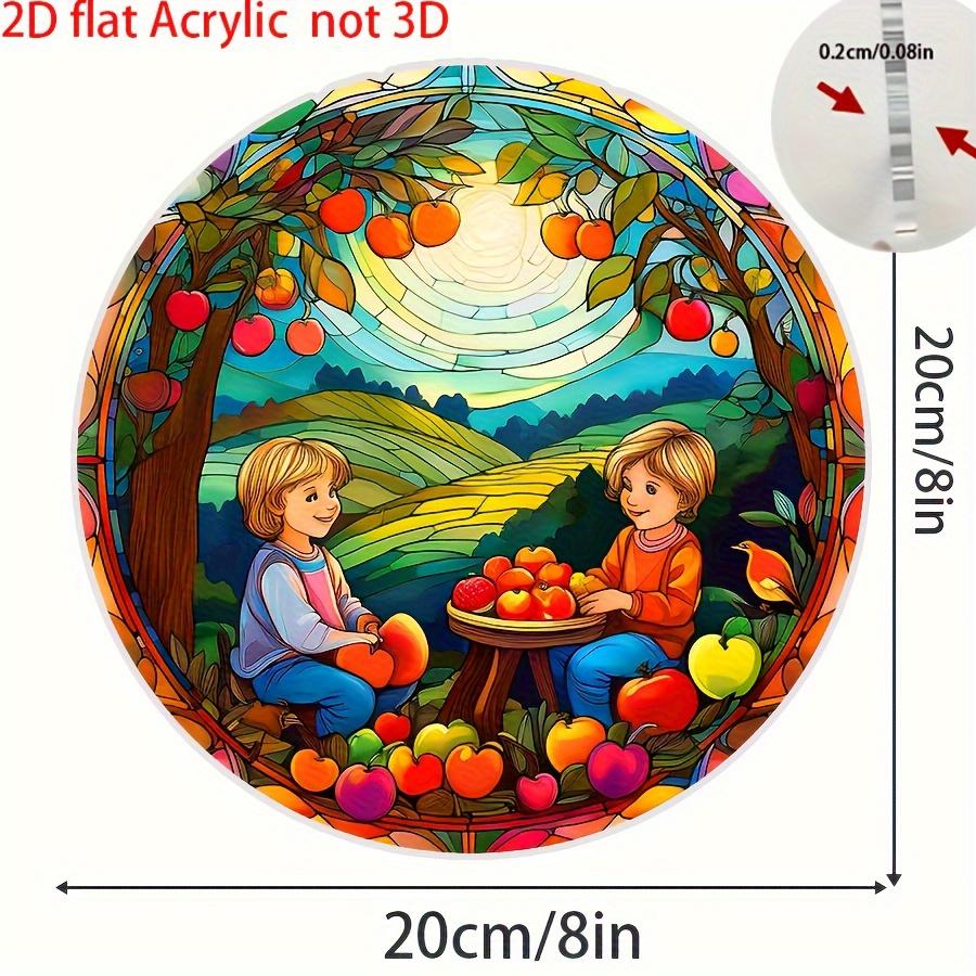 2D flaches Acryl-Apfelbaumgarten-Kunstdesign, Innen- und Außendekoration - Keine Batterien/Strom erforderlich, Kostenlose Tagesdekoration, Ladendekoration, Haltbar