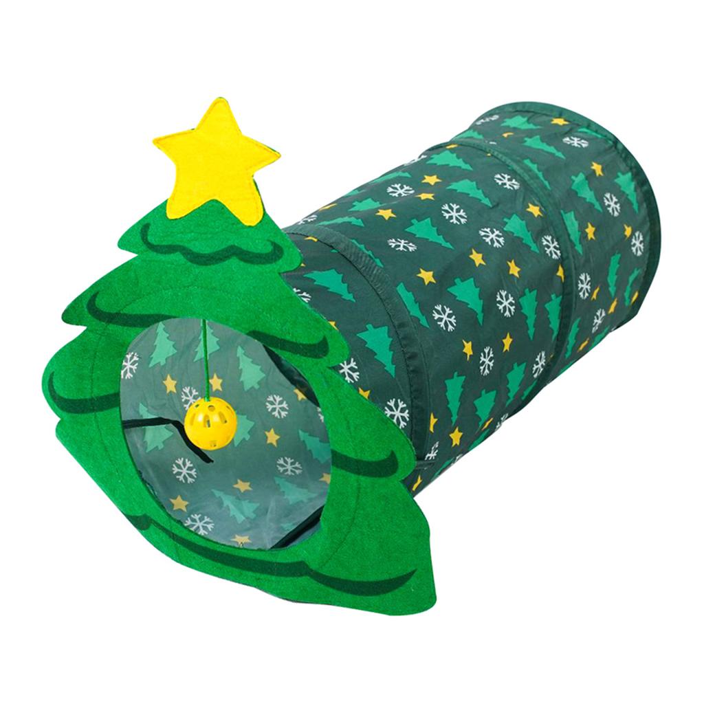 Cat Toy Canes Tunnel Tube Collapsible Spring Rabbit Christmas Tree Tunnel Collapsible Indoor Toy Collapsible