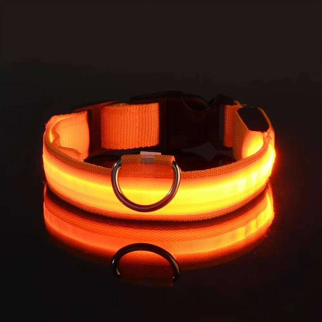 

Pet LED Luminous Dog Collar Night Safety Flashing Glowing USB Rechargeable Cuttable Anti-Lost Puppy Cat Collar XS оранжевый