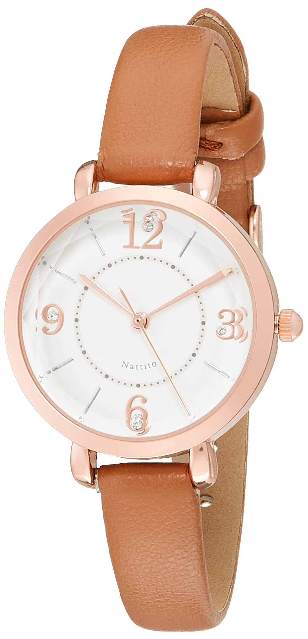 

[Fieldwork] Watch Analog Eclat Pink Gold Bijou Glass Leather Strap YM057-5 Women s Brown