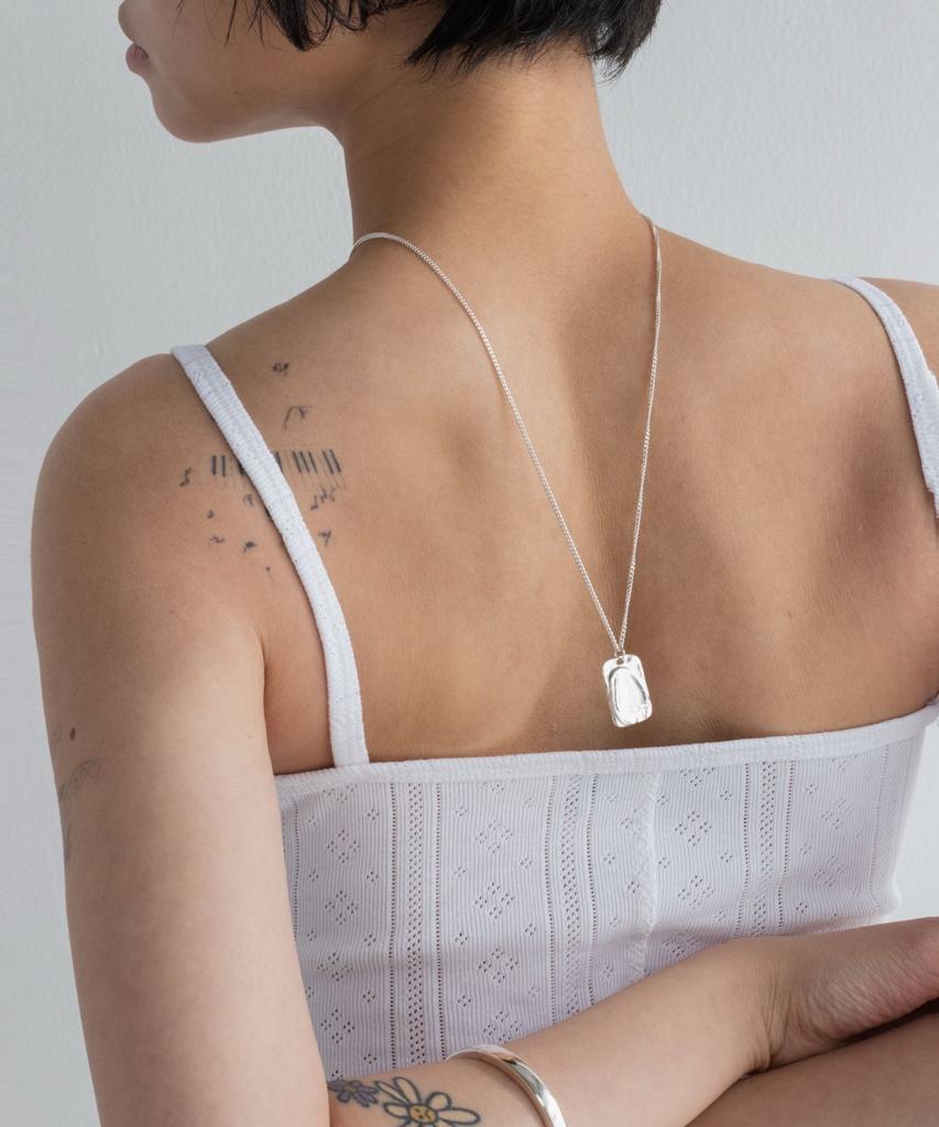 The Achromatic Square Long Silver Necklace