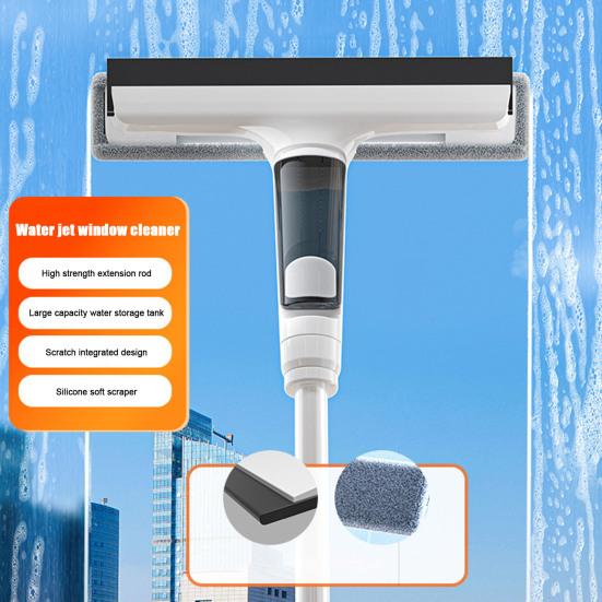 Window Scraper with Double Scraping Strips Extended Pole Side Spray