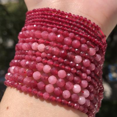 Small Natural Red Ruby Beads Round 2 3 4mm Faceted Stone Beads For Jewelry Making Necklace Bracelet DIY Accessories