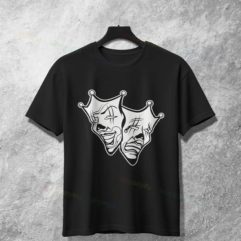 Drama Comedy Masks Chicano Art Graphic TShirt Unisexs Short Sleeve Casual Cotton Crewneck Tee S