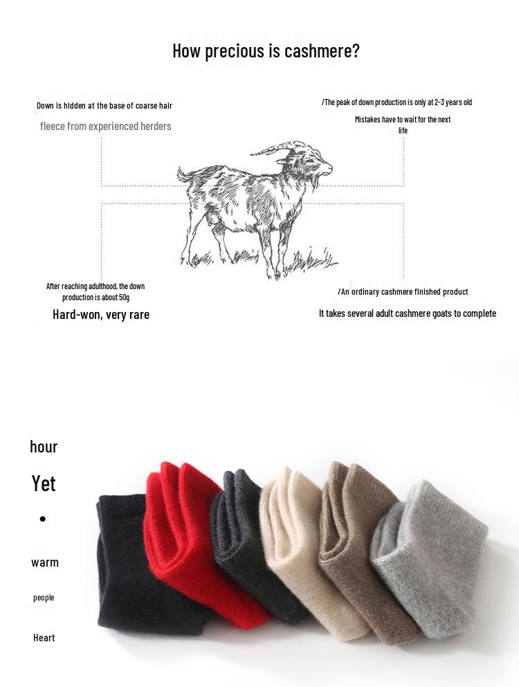 Unisex Cashmere Mid-Calf Socks: Warm, Odor-Resistant, Sweat-Absorbing, Thick Knit for Autumn/Winter.