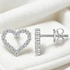Romantic Hollow Heart Halo S925 Silver VVS Round Moissanite Beaded Border Ear Back GRA Certified Sweet Daily Gift Stud Earrings