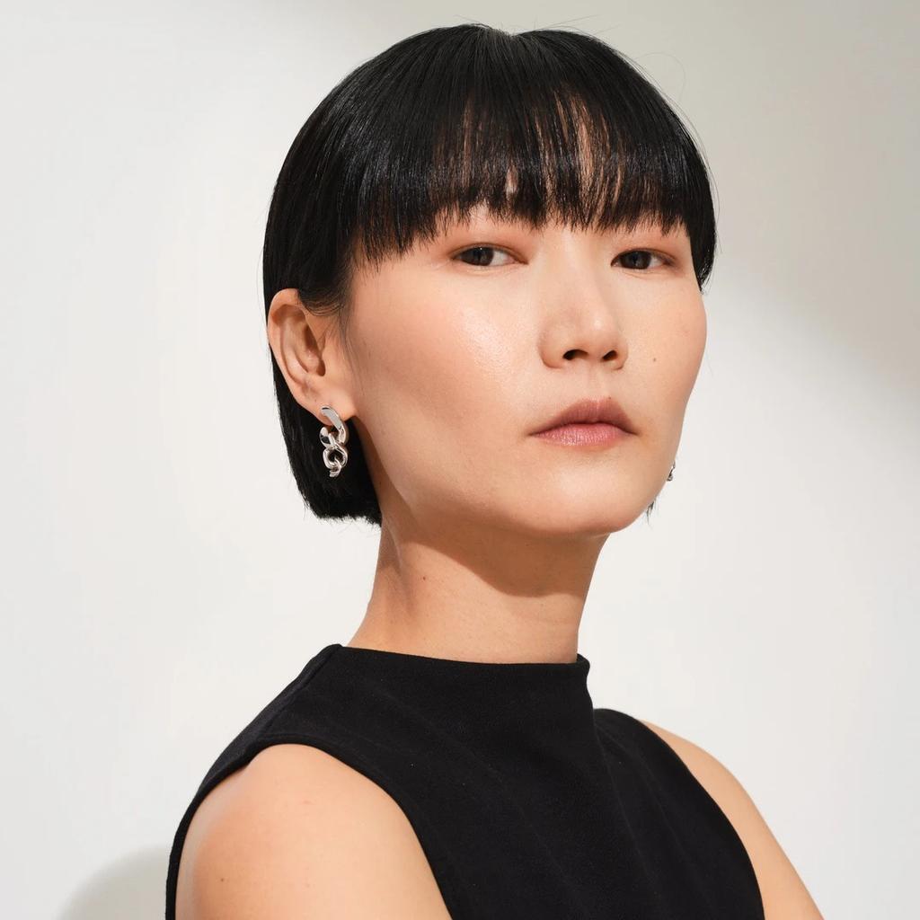 Schwere Industrie Lange Dicke Kette S925 Silbernadel Ohrringe Trendige Persönlichkeit Dünnes Gesicht Dünne Kette Ohrringe