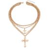 Multi-layer Stacked Necklace New Niche Cross Retro Jewelry Easter Collarbone Chain Women