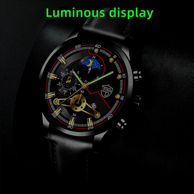 Fashion Mens Watches for Men Business Black Leather Quartz Wristwatch Calendar Male Luxury Casual Sports Bracelet Luminous Clock