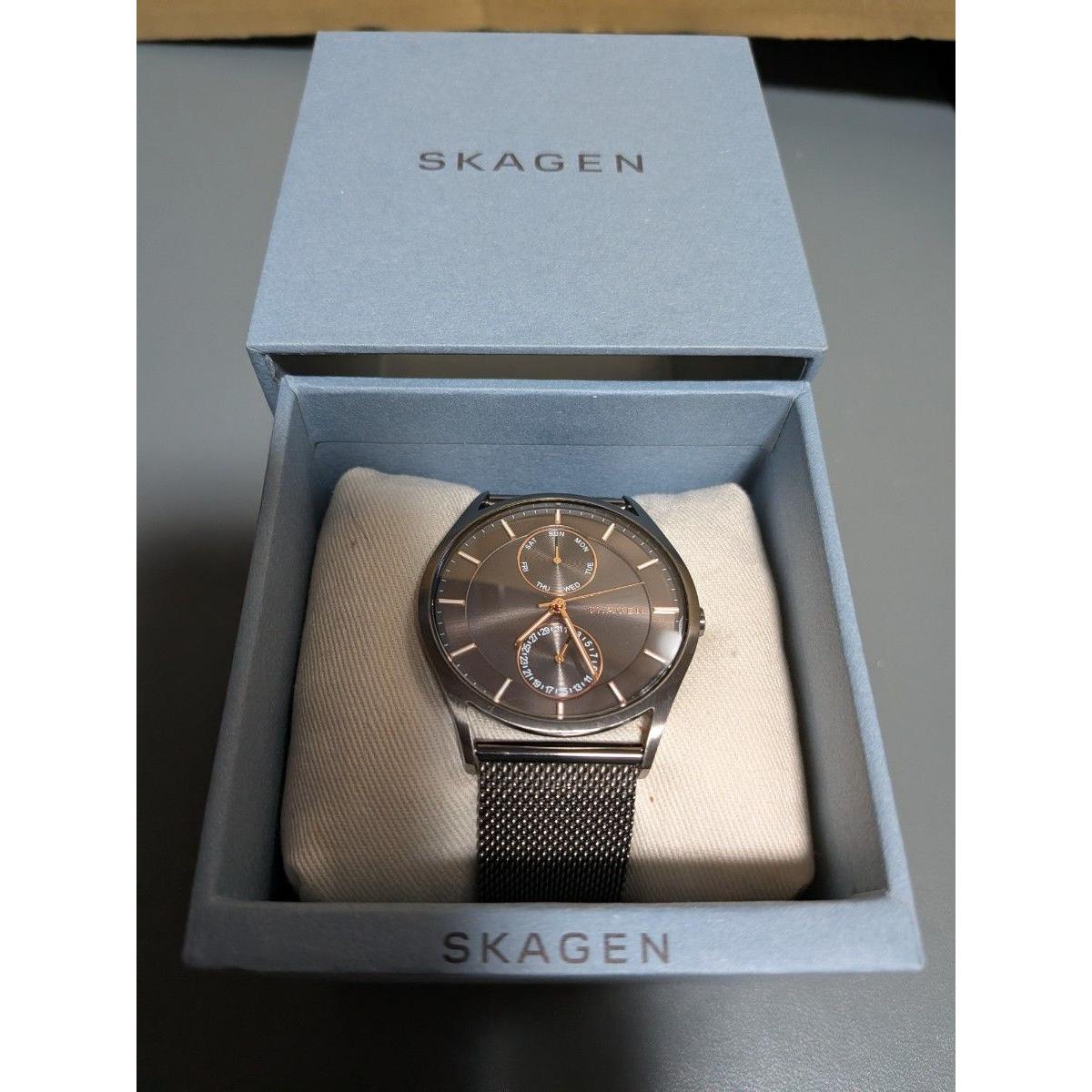 Used [Working item] SKAGEN DENMARK men s watch mesh belt SKW6180