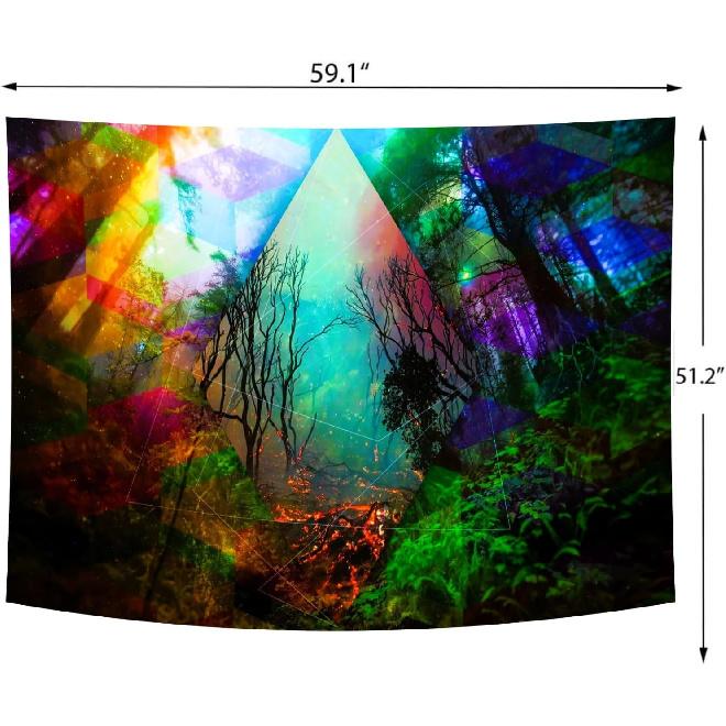 Delur Forest Tapestry Tree of Life Tropical Rainforest Tapestry Wall Hanging Colorful Nature Landscape Mystical Psychedelic Spiritual Headboard for