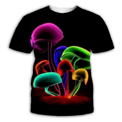 Męska koszulka graficzna z grzybami T-shirt z krótkim rękawem Koszulka z nadrukiem 3D Koszulka z okrągłym dekoltem Przesadzona odzież imprezowa codzienna