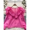 Age Reduction Sweet Lotus Leaf Silm Versatile Pullover Top