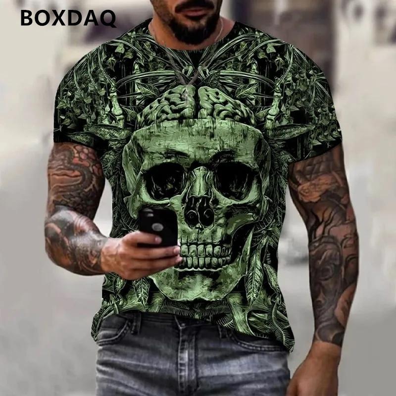 Мужские футболки с 3D принтом скелета в стиле ужасов — фото 7