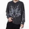 Unisex Oversized Knit Sweater With 3D Jacquard Round Neck Long Sleeve Loose Fit Winter Streetwear