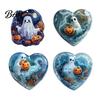 Durable Double Sided Printed Charms Halloween Ghost Keychain, Spooky Pumpkin Keyring Pendant, Unique Hanging Decorations Cute Heart Bag Charm