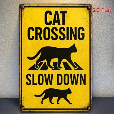 Vintage Schwarze Katze Langsamer Werden Metallschild Wanddekor Retro Humor 8x12 Zoll