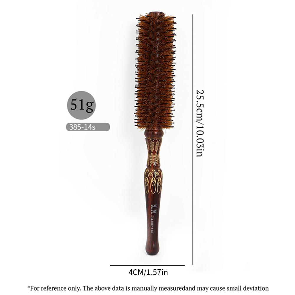Natural Wooden Bristle Hair Round Brush Hair Roller Brush Hairdressing Anti Static Professional Barber Hair Comb Styling Tools