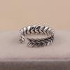Adjustable Open Ring With Wheat Motif Vintage Plated Boho Minimalist Statement Women Men