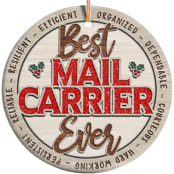 Velyra Best Mail Carrier Ever Ornament – Postal Worker 2025, Thank You Gift for Mailman, Delivery Driver Appreciation Tree Decoration