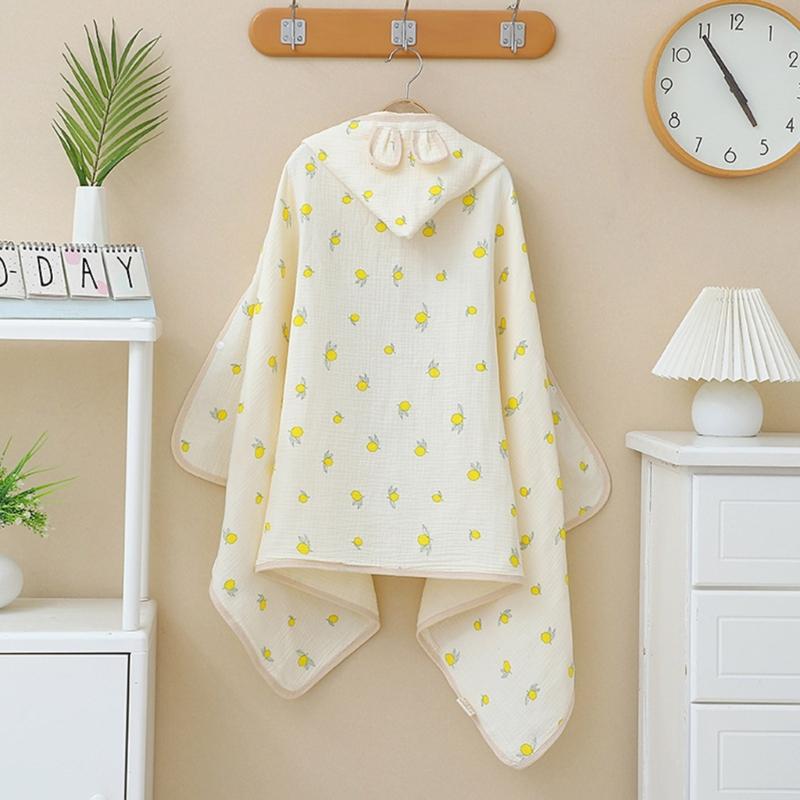 Infant Hooded Towel Gauze-Cotton Breathable Bathrobe Print Summer Sun-proof Cloak Bath Towel Gender Neutral Soft Towel