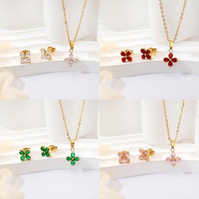 Elegant Titanium Steel Necklace and Earring Set for Women - European & American Style, Colorfast.