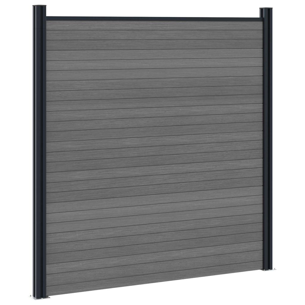 Fence Panel Set 10 Pcs WPC and Aluminum Gray