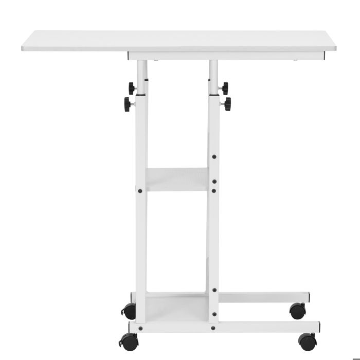 Bureau mobile - SPRINGOS - Table d'ordinateur portable - Hauteur réglable 76-86 cm - Blanc - Design moderne