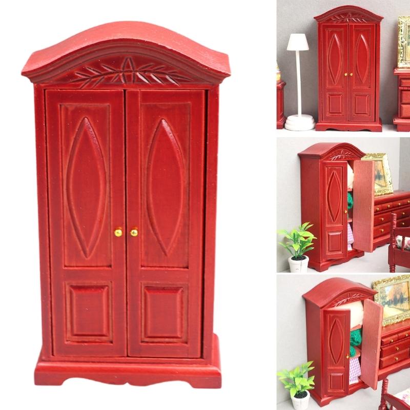1:12 Scale Dollhouses Miniature Furniture Wood Wardrobe Dollhouses Decorations Accessories for Dollhouses Decorations