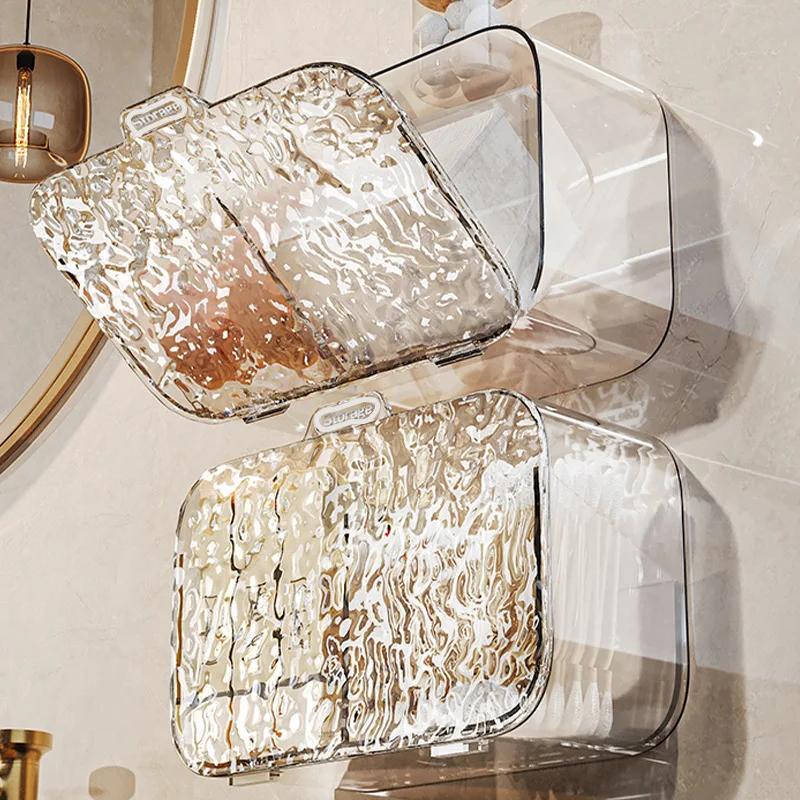 Multi-functional Makeup Organizer with Glacier Patterns: Perfect for Bathroom Storage Without Drilling Holes Cotton Storage Box