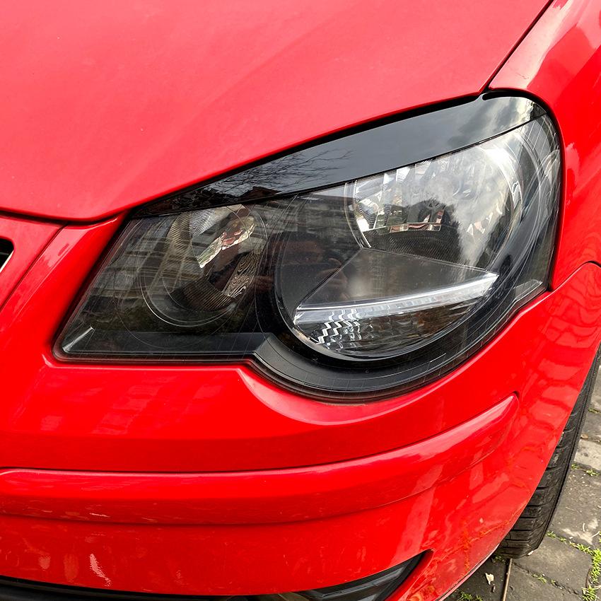Car Headlight Eyebrow Eyelids Cover For VW POLO 4 MK4 9N 9N3 2005-2009 Glossy Black Headlamp Eye Lids Sticker Trim