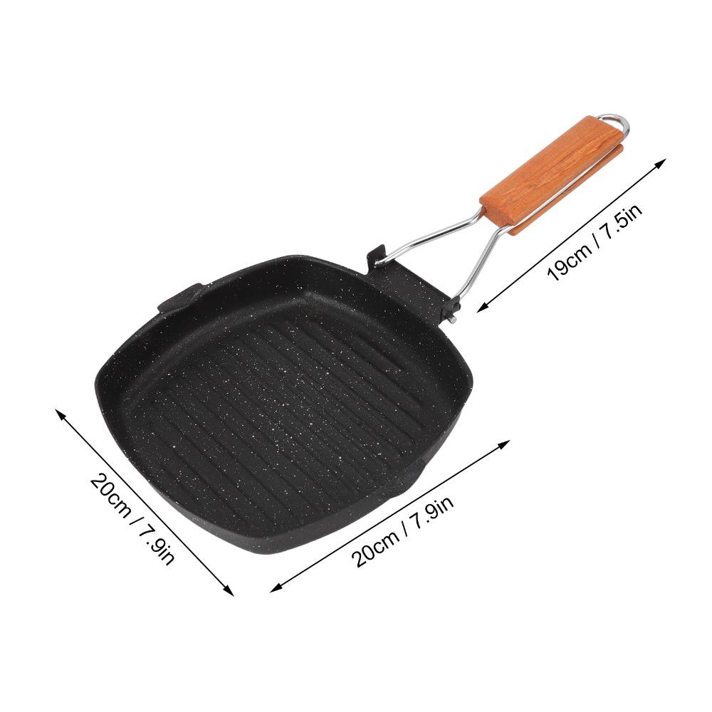 Nonstick Grill Pan Folding Handle Maifan Stone Frying Pan Energy Saving Lightweight Grilling Skillet Camping/Household