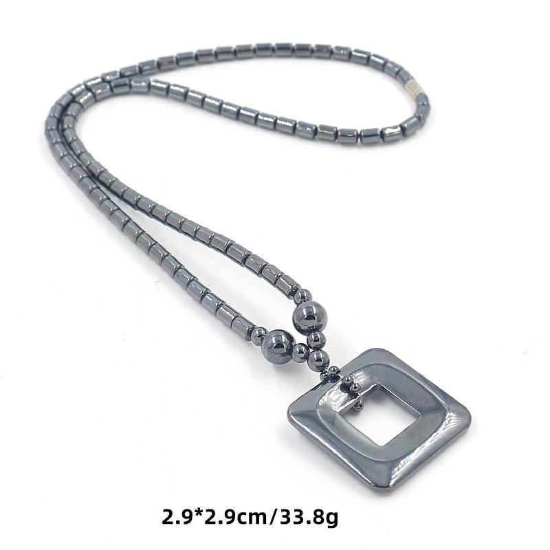 

Модне чоловіче та жіноче намисто, круглий кулон, намисто з чорних жовчних каменів One Size