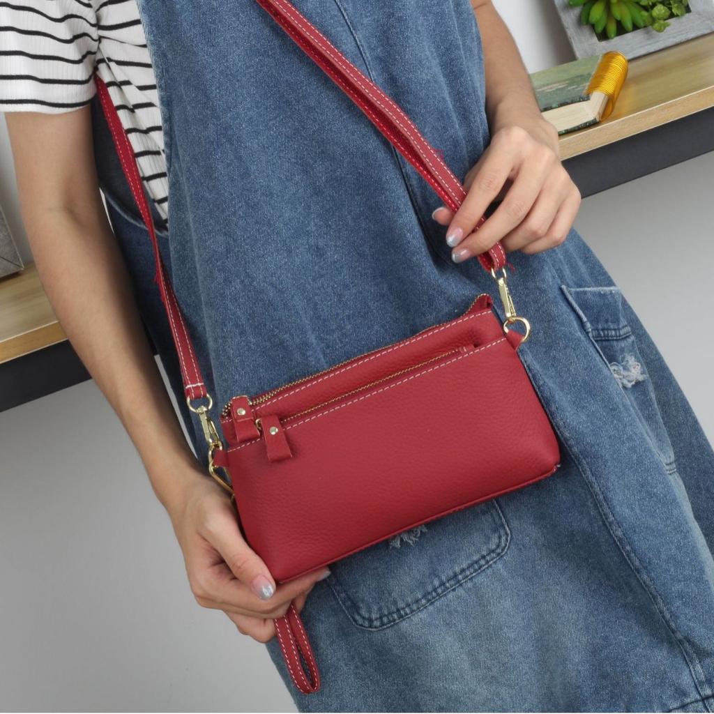 Geantă de damă din piele de vacă, geantă de umăr simplă, modă de damă, geantă oblică