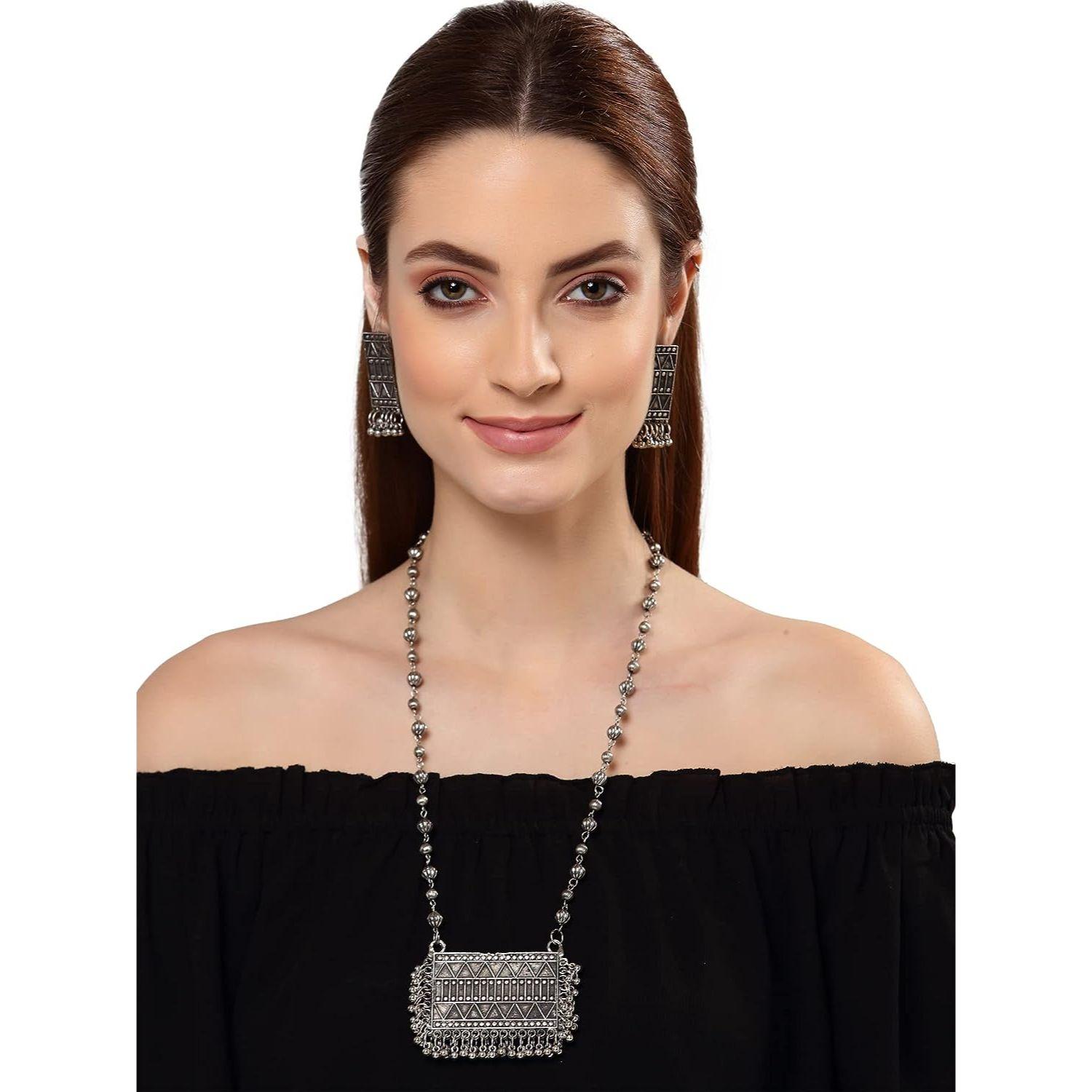 

Shining Diva Fashion Последний стильный традиционный набор украшений из окисленного серебра для женщин