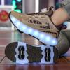Summer Heely Shoes Girls Mesh Breathable Roller Skates Female Students Four-wheel Rechargeable LED Sports Skates Boys Glowing Sports Shoes