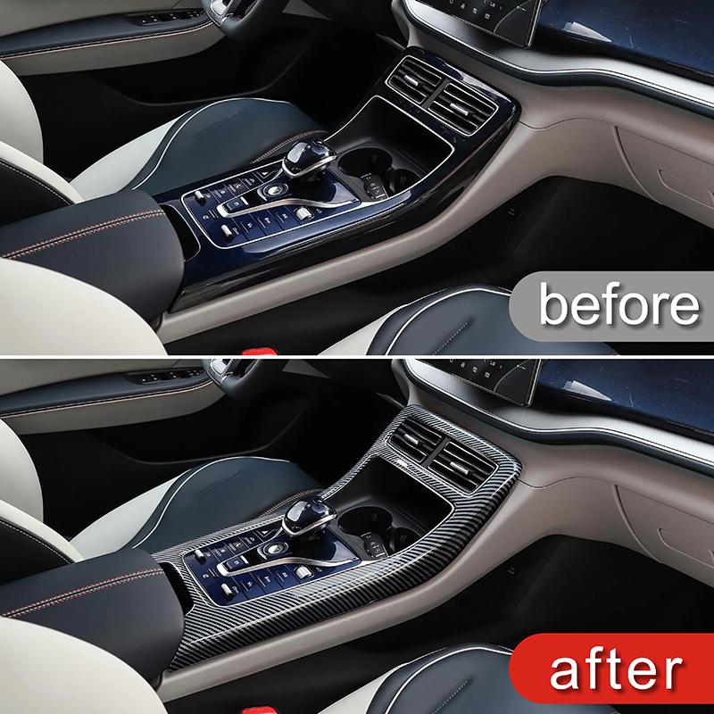 Car Styling Center Console Gear Shift Frame Decoration Cover Trim For BYD Qin PLUS  Carbon Fiber Color Interior Accessories