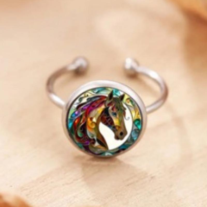 Fashion Creative Horse Pattern Ring Buckle For Women Wedding Jewelry Accessries Gift