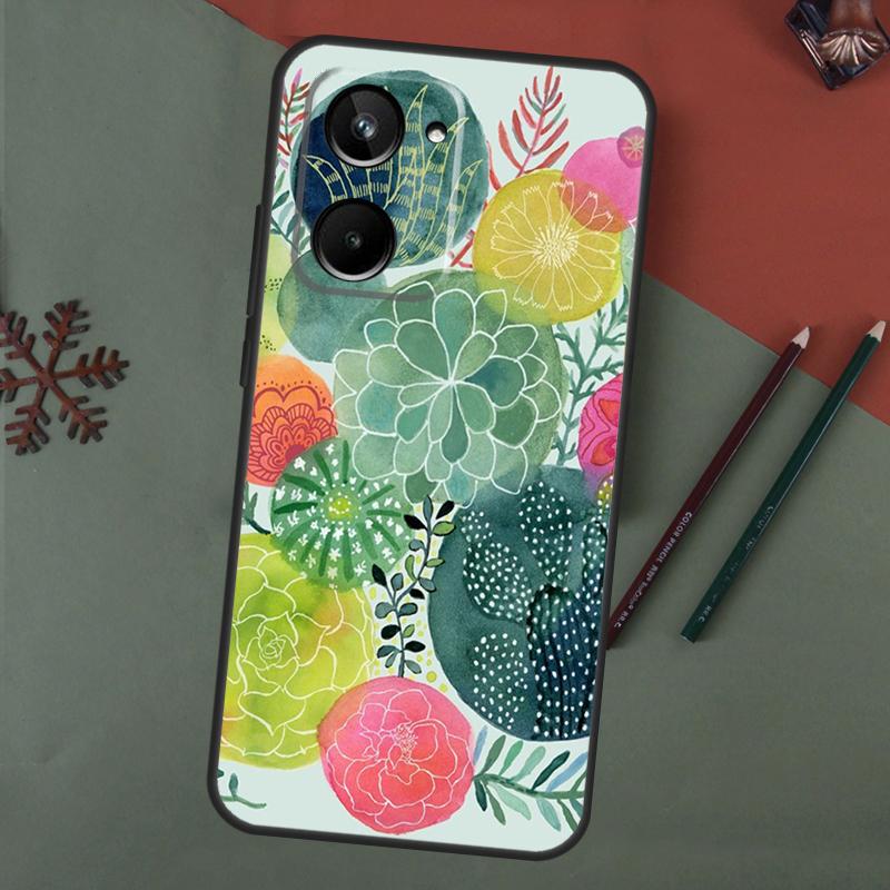 Cactus Succulent Case For Realme C75 C65 C67 C71 C63 C61 C55 C51 C53 C35 11 12 13 14 15 Pro Plus GT6 GT7 Pro