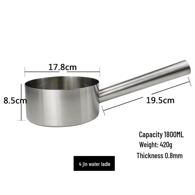 Stainless Steel Flat Bottom Kitchen Water Ladle and Soup/Milk Pot Combo.
