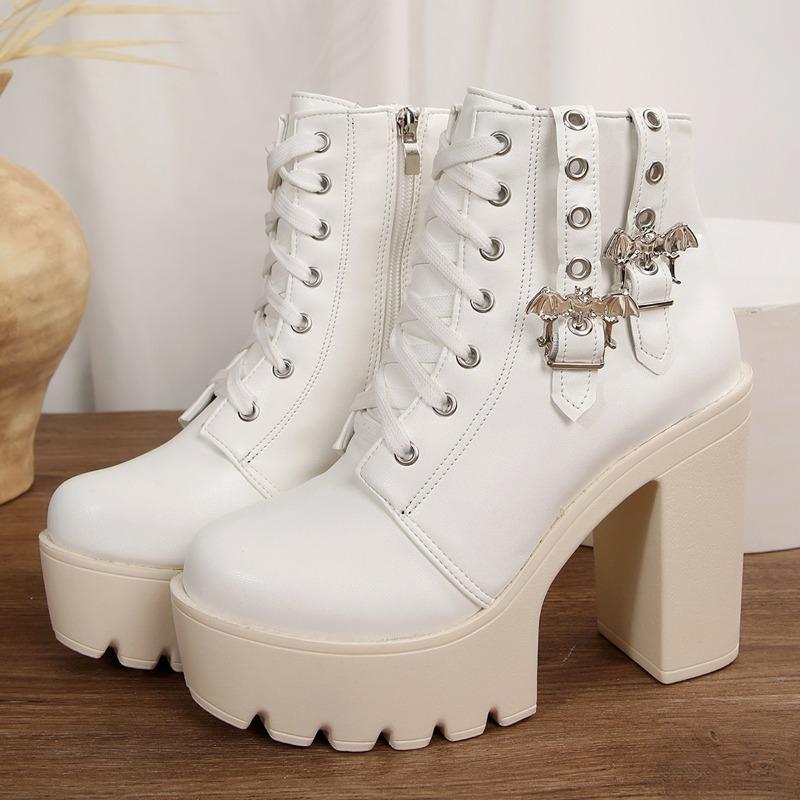 New Block Heel Women Round Toe Platform Belt Buckle Super High top Stage Performance Booties for Adult Women 37 3460₽