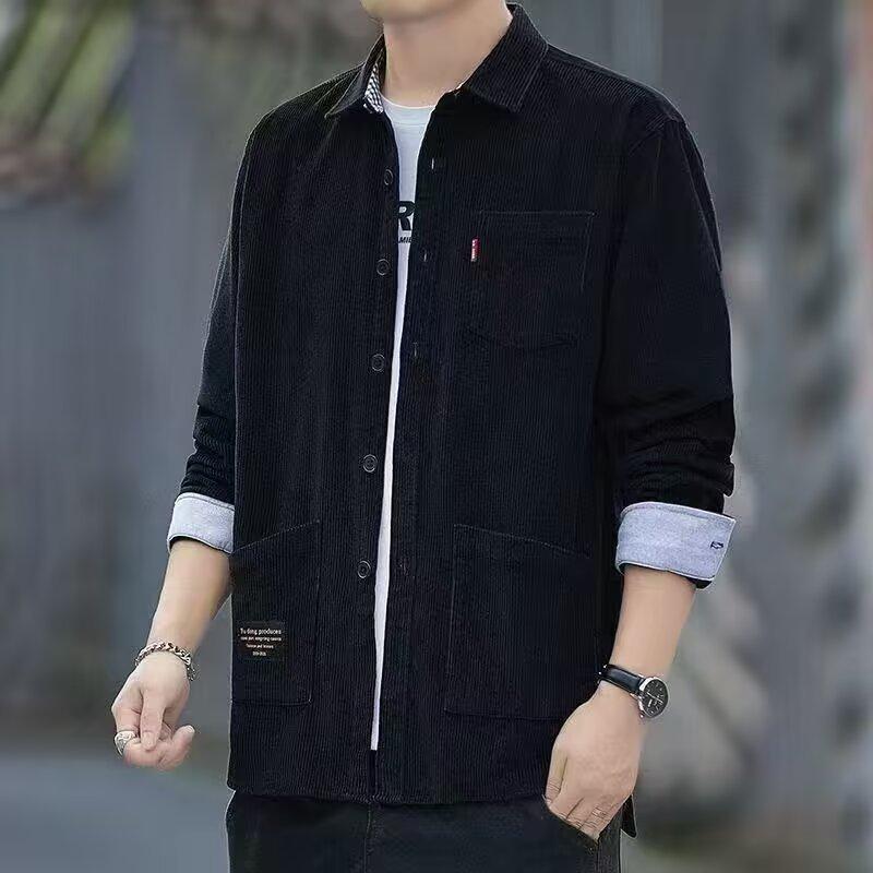 Men'S Corduroy Shirt New Spring And Autumn Loose Fit Versatile Long Sleeve Shirt Casual Workwear Top Jacket