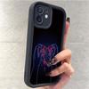 Black Fluorescent Heart Groove iPhone 15/16/17 Pro Max Protective Case