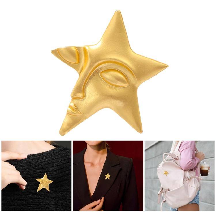 Elegantes Broches de Estrella de Cinco Puntas para Mujer Cara con Chapado en Oro Pin de Solapa para Uso Casual y Formal